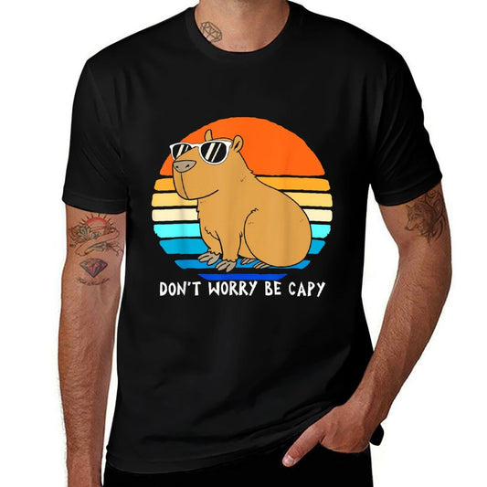 Retro Rodent Funny Capybara Dont Be Worry Be Capy Slim-fit Cut T-Shirt