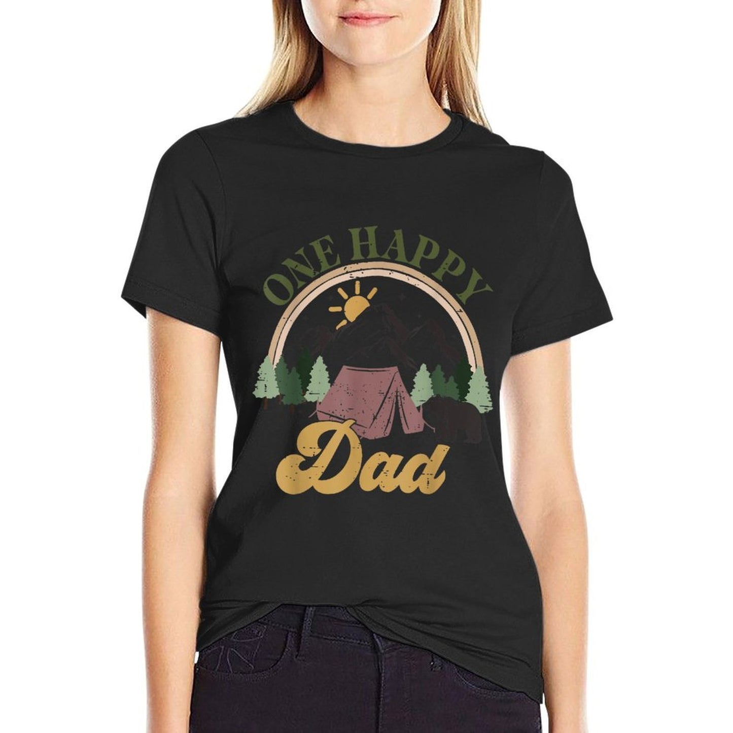 Cute One Happy Camper Birthday Decorations One Happy Dad  Heathered Texture T-Shirt