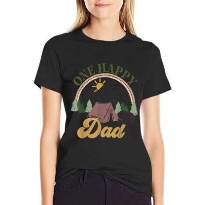 Cute One Happy Camper Birthday Decorations One Happy Dad  Heathered Texture T-Shirt