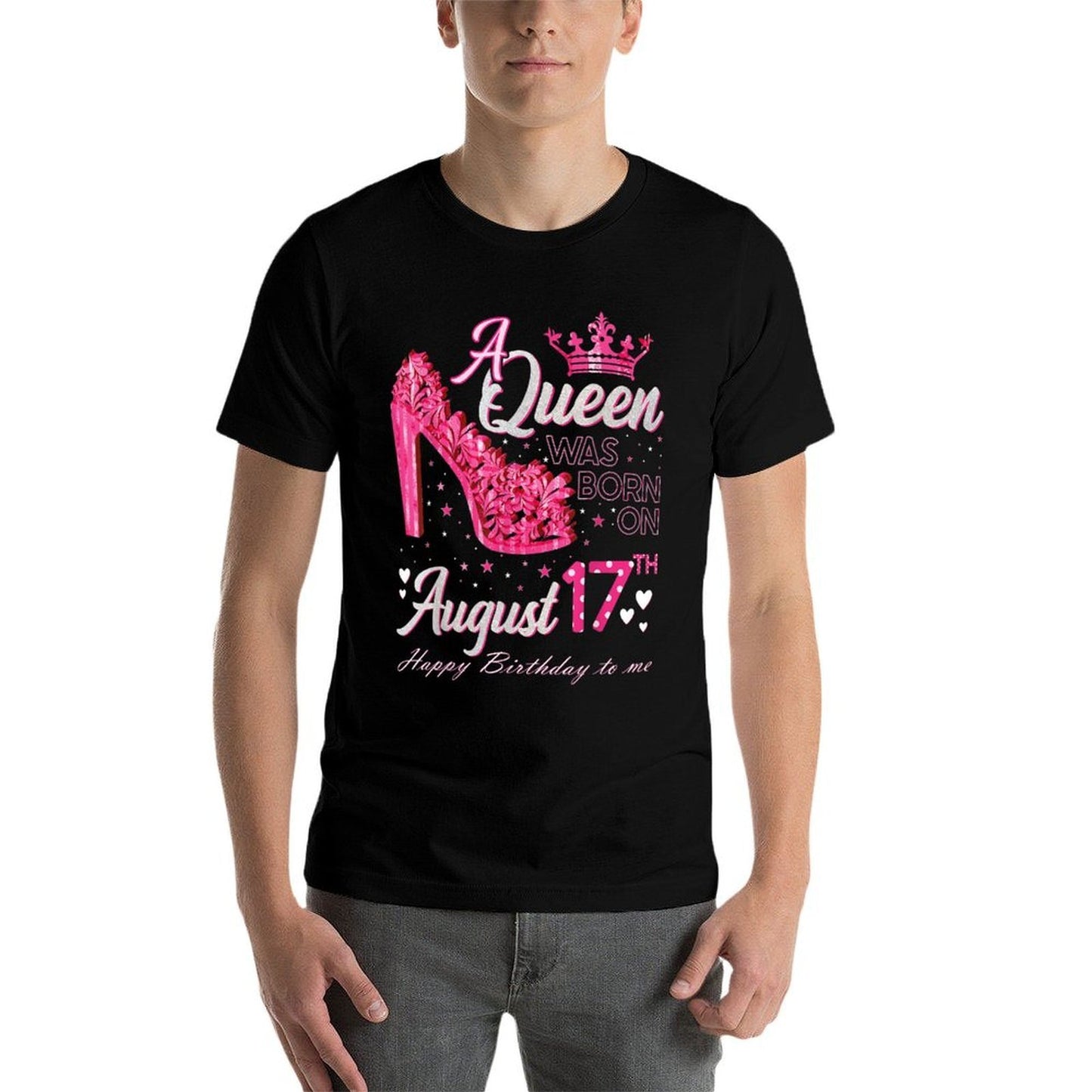 A Queen Was Born on August 17 High Heel August 17th Birthday  Summer-ready Fabric T-Shirt