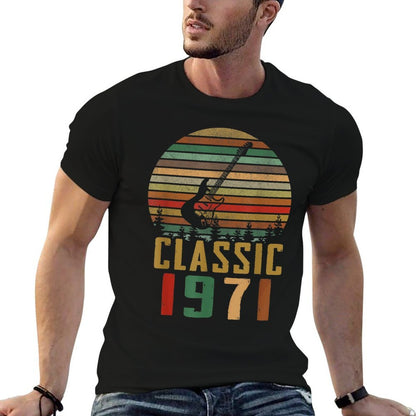 Retro Vintage Classic 1971 50th Birthday Guitar Player Gift  Easy-care T-Shirt