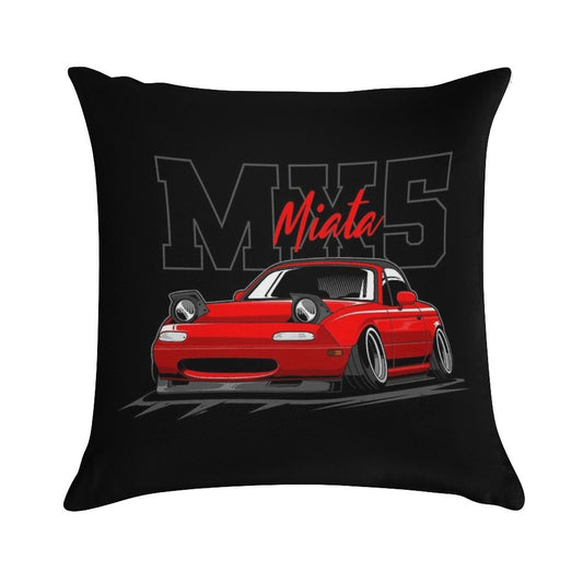 Red Miata Jdm Car Soft Short Plush Fabric Throw Pillow