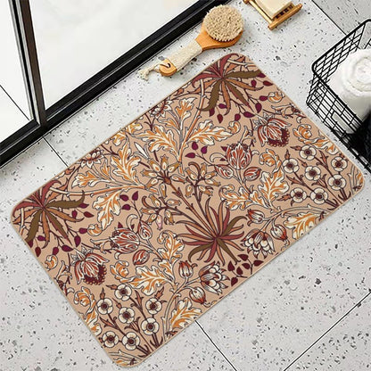 William Morris Hyacinth, Brown And Beige  Stain-Proof Bath Mat
