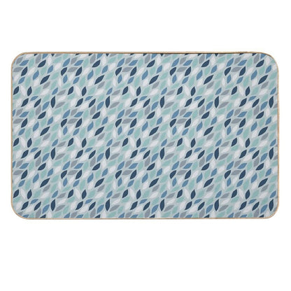 Teal Blue And Aqua Blue Leaf Pattern  Odorless Bath Mat