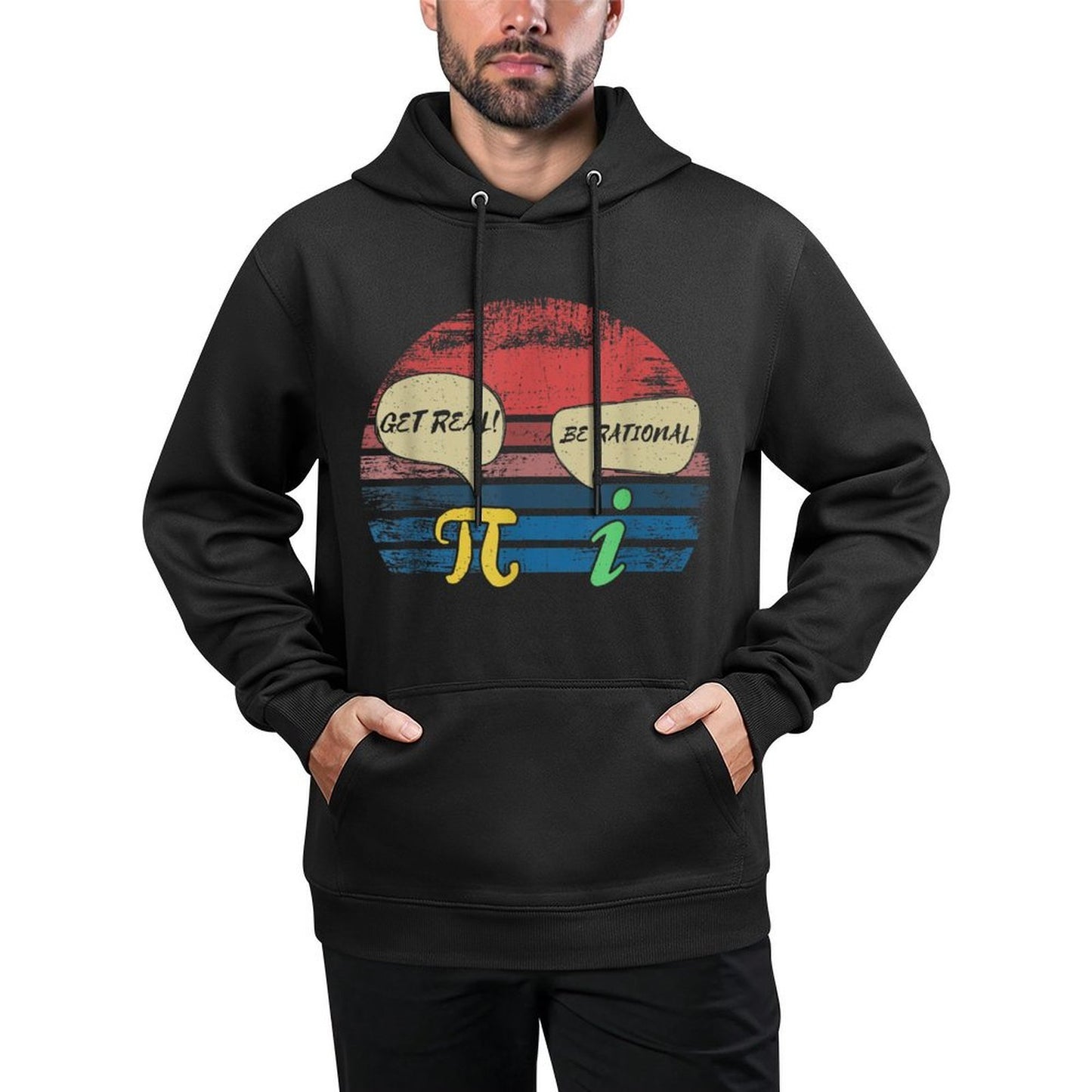 Funny Math Pi Day Gift I Get Real Be Rational Shrink-Resistant Hoodie