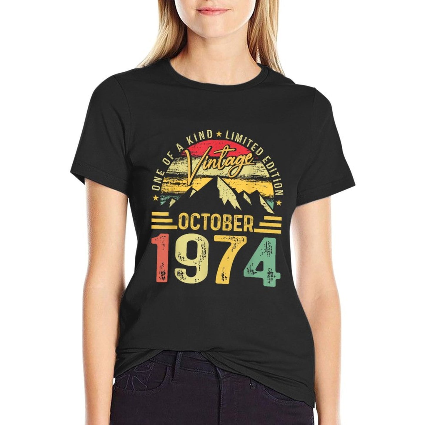 Vintage October 1974 50th Birthday Funny Men Women Birthday  Graphic-printed T-Shirt