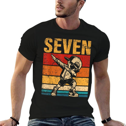 7 Year Old Dabbing Boy Birthday Vintage 7th Birthday Boy  Classic T-Shirt