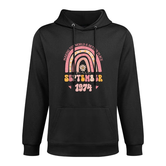 Turning 50 Retro September 1974 50th Birthday for Women Durable Construction Hoodie