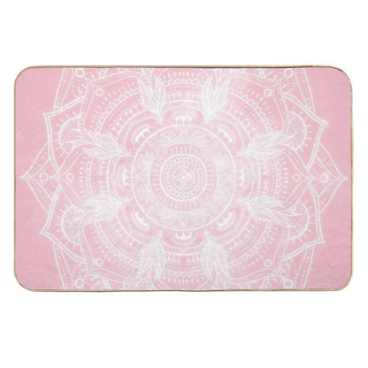 Elegant White Mandala Pink Nebula Design  Easy Maintenance Bath Mat
