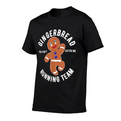 Miftees Christmass Gingerbread Running Team Unisex Adult Black Classic Fit  Breathable T-Shirt