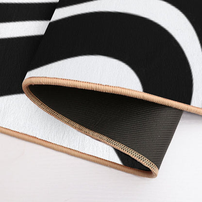 Retro Modern Liquid Swirl Abstract Pattern Square in Black And White  Easy Maintenance Bath Mat