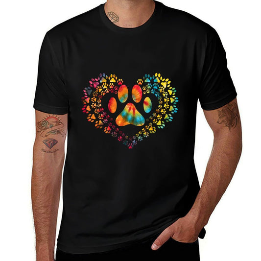 Tie Dye Love Dog Paw Print Heart Animal Lover  Soft T-Shirt