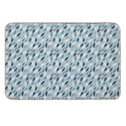 Teal Blue And Aqua Blue Leaf Pattern  Odorless Bath Mat