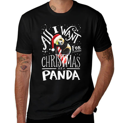 Panda Christmas Santa Hat Xmas Panda Lover  Heathered Texture T-Shirt