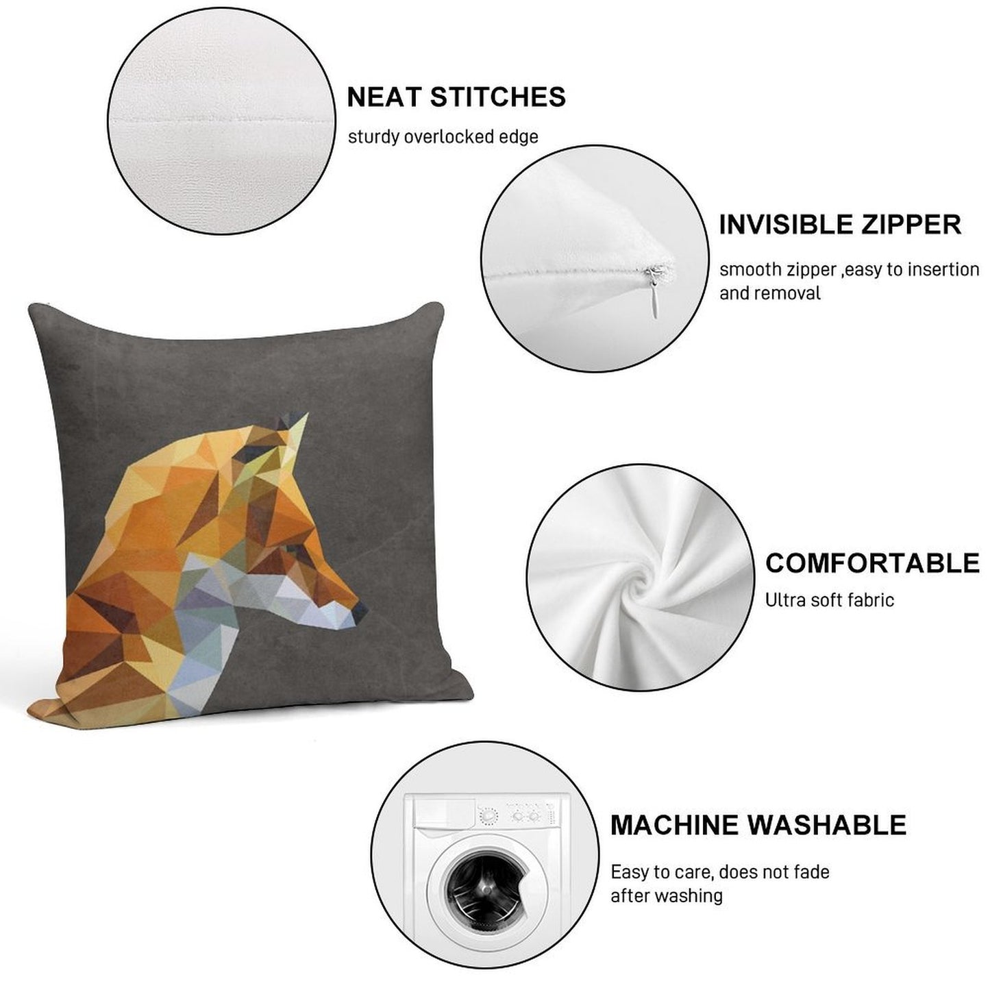 LP Fox Soft Home Decor Throw Pillow