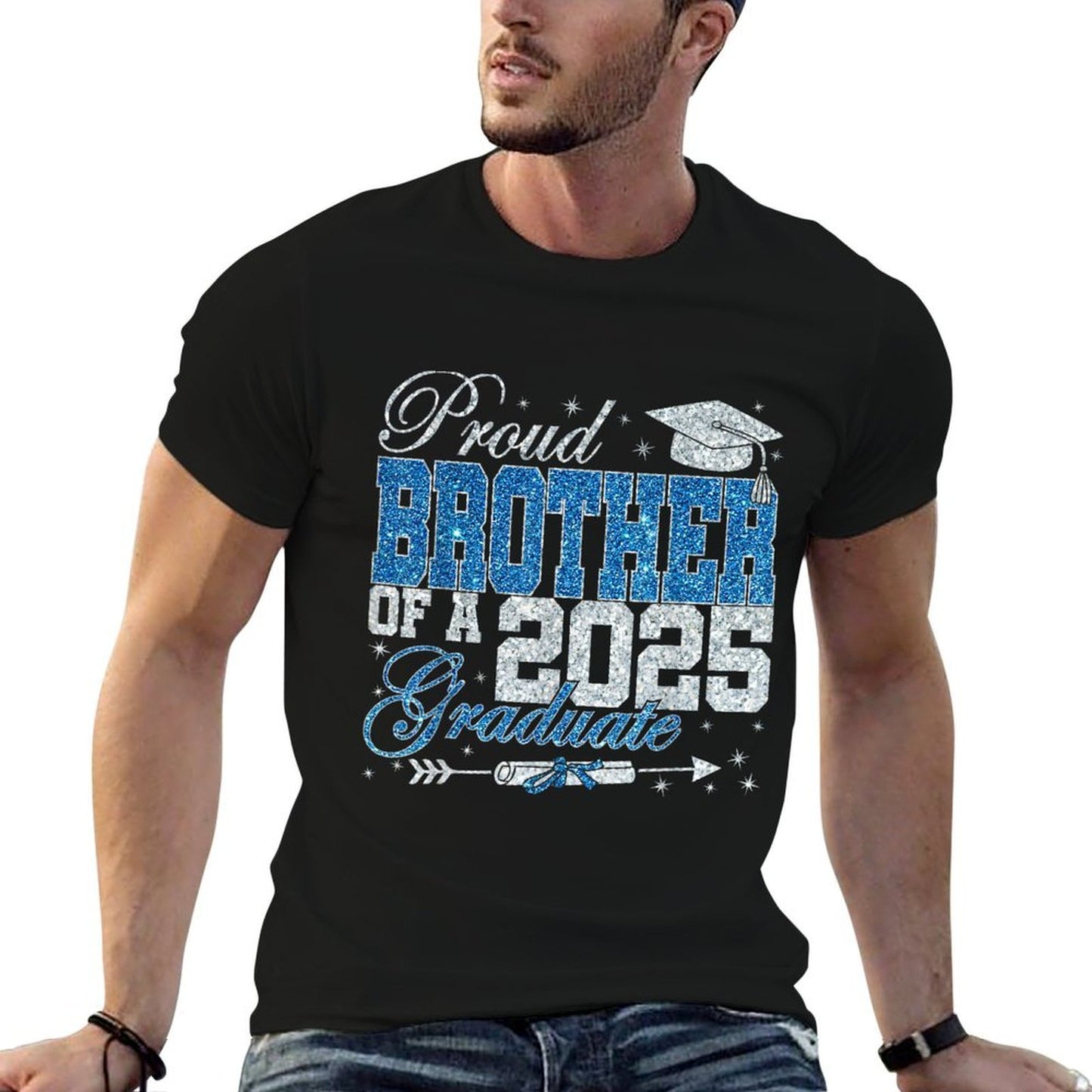 Funny Proud Brother Of A 2025 Graduate Family Graduation  Graphic-printed T-Shirt