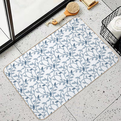 Pretty Blue Leaf Pattern  Versatile Bath Mat