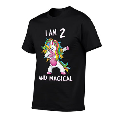 I Am 2 & Magical Unicorn Birthday Two Years Old  Heathered Texture T-Shirt