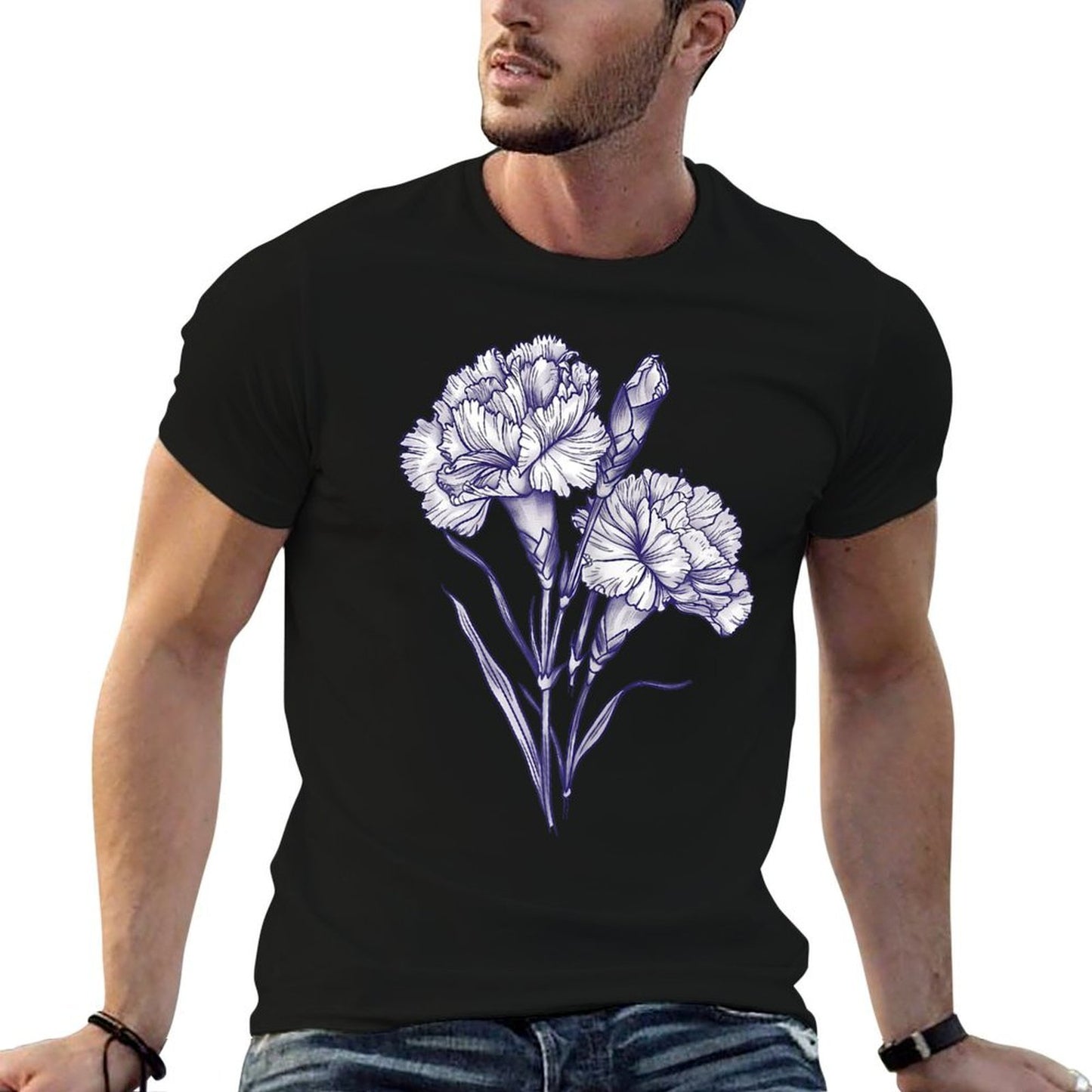 Carnation Flower January Birth Flower Floral Birthday  Graphic-printed T-Shirt