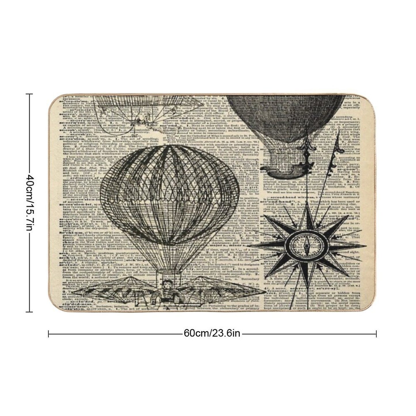 Dark Academia Victorian Steampunk Airship Plane Hot Air Balloon  Absorbent Bath Mat