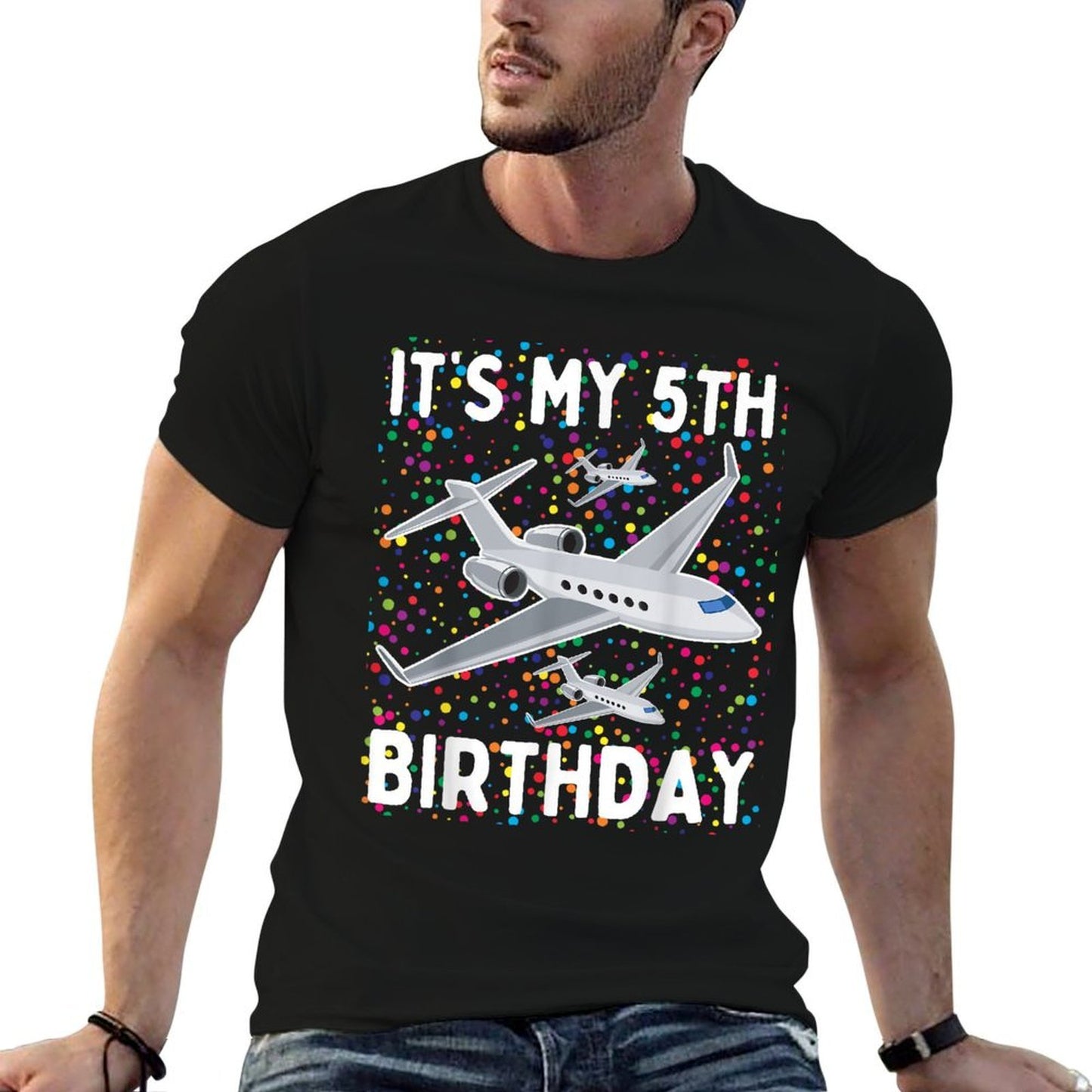 It's My 5th Birthday Airplane 5 Year Old Birthday Boy Girl Comfortable T-Shirt