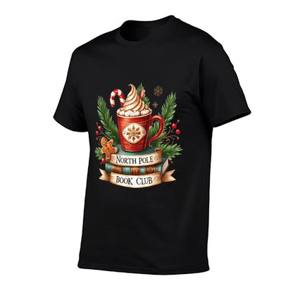 Funny North Pole Book Club Hot Cocoa Bookworm Christmas Xmas  Heathered Texture T-Shirt