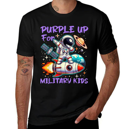Purple Up for Military Kids Military Child Month Astronaut  Versatile T-Shirt