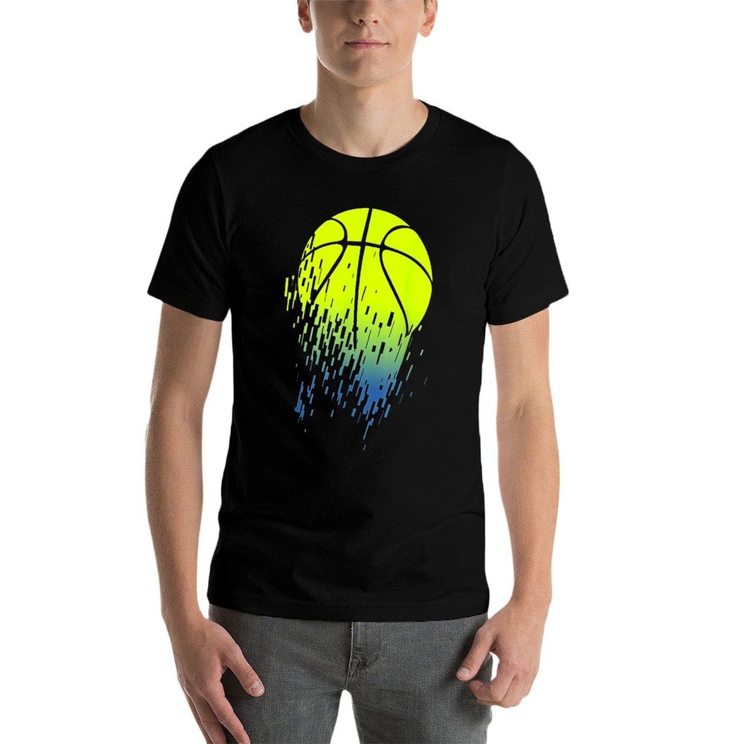 Disintegrating Neon Green Basketball Urban  Heathered Texture T-Shirt