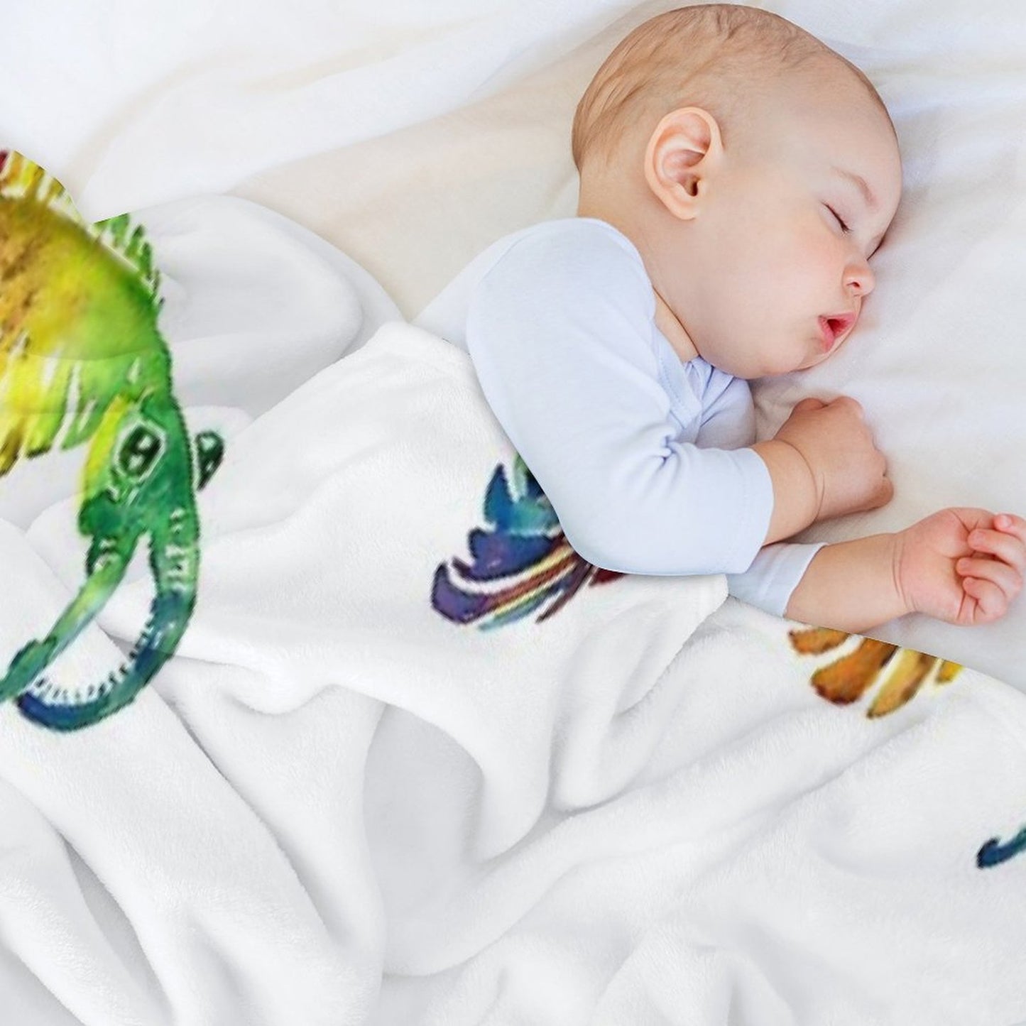 Watercolor Fossil Anomalocaris in Rainbow Machine-washable Throw Blanket