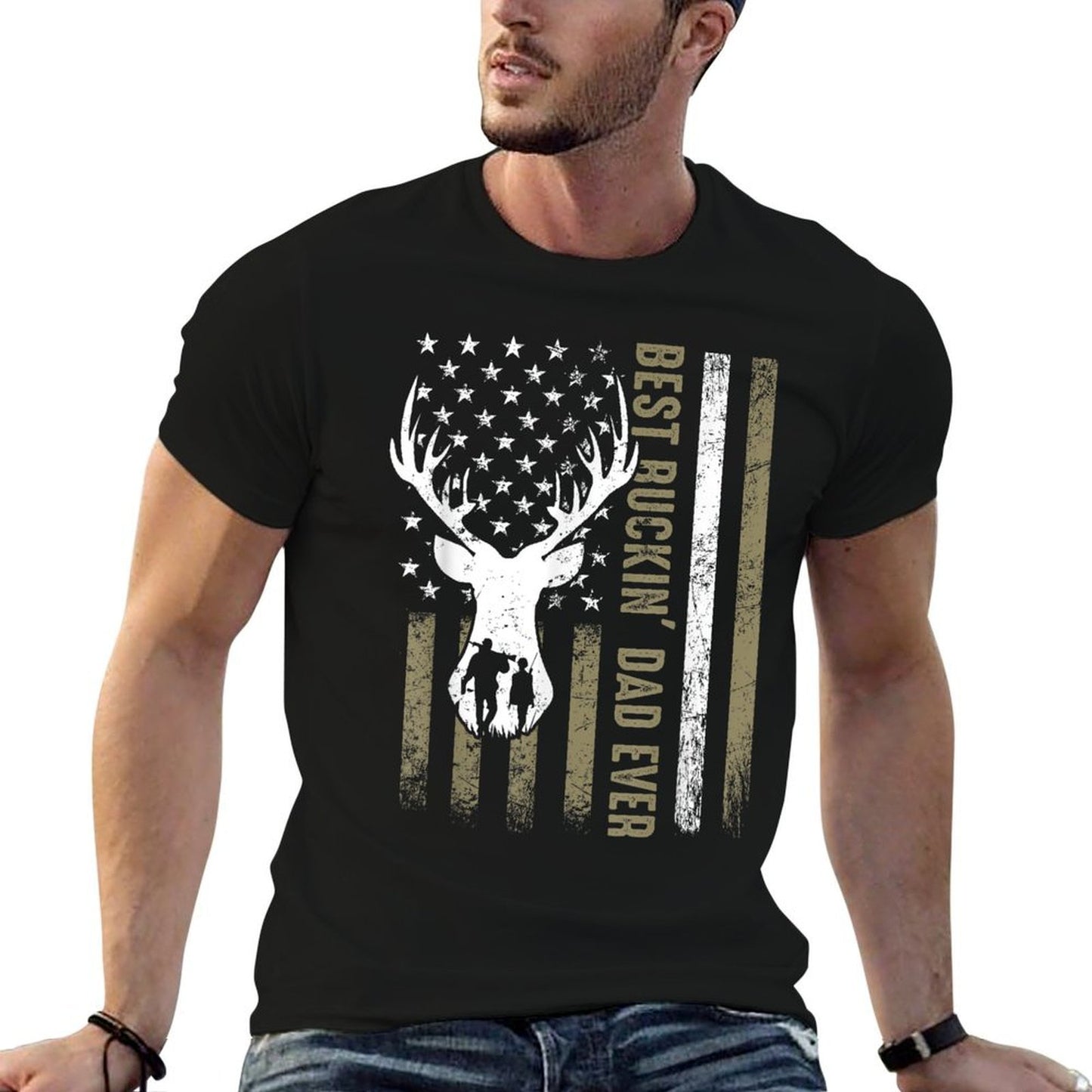 Best Buckin Dad Ever Deer Hunting Fathers Day American  Breathable T-Shirt
