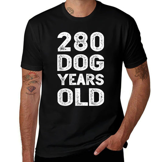 Funny 40th Birthdays 280 Dog Years Old Graphics  Oversized Silhouette T-Shirt