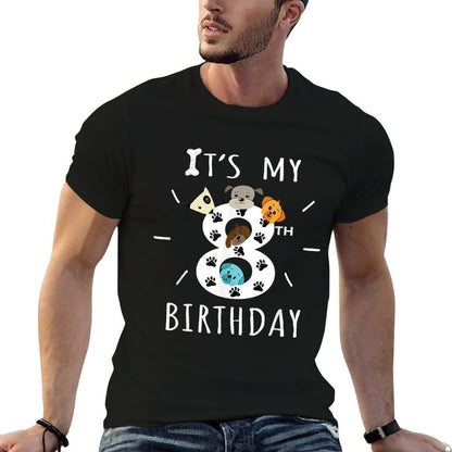 It's My 8th Birthday Dog Lover Theme 8 Years Old Puppy  Ribbed Collar T-Shirt
