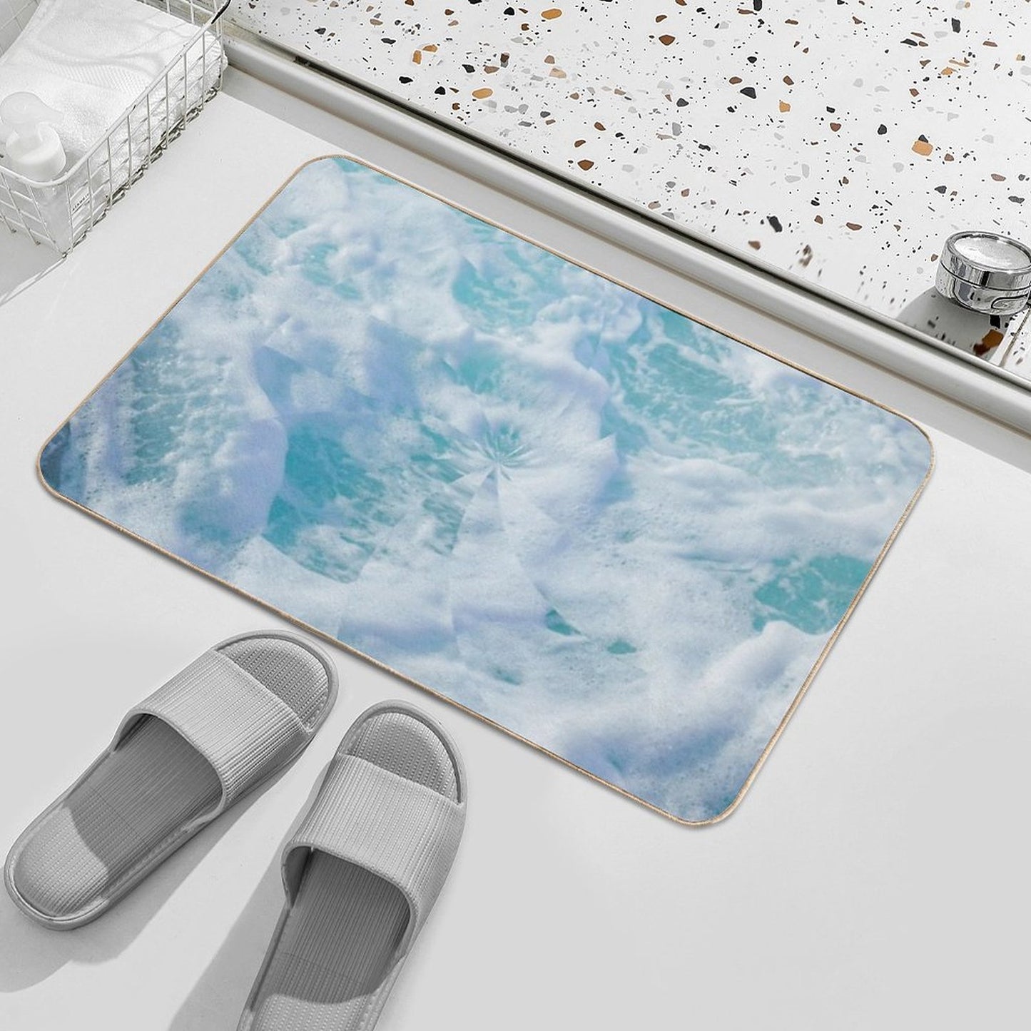 Blue Ocean Waves  Anti-Trip Bath Mat