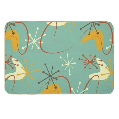 Vintage Retro 1950s Atomic Starburst Boomerangs  Green Harvest Gold Rust  Repositionable Bath Mat