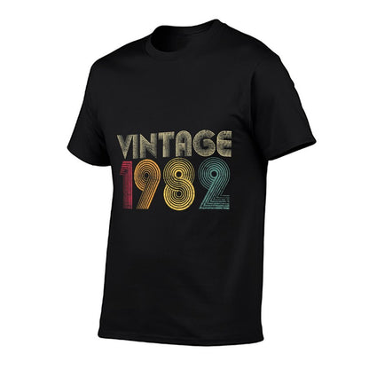 Womens Vintage 1982 40th Birthday Gift Retro 40 Years Old  Ribbed Collar T-Shirt