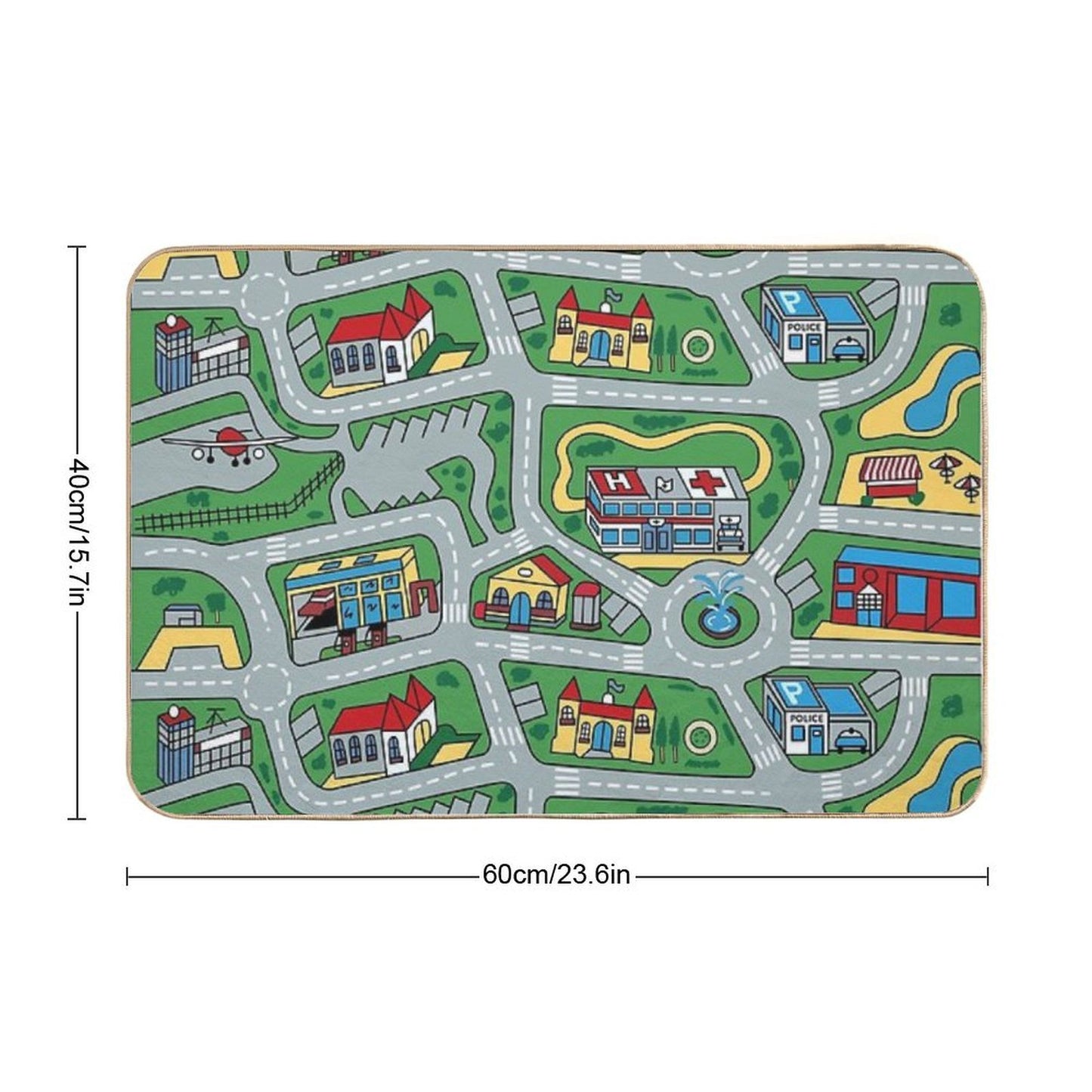 Car City Carpet Road Rug 90s Nostalgic Toy  Slip-Resistant Bath Mat