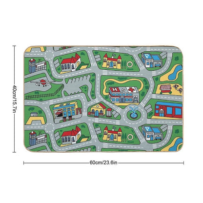 Car City Carpet Road Rug 90s Nostalgic Toy  Slip-Resistant Bath Mat