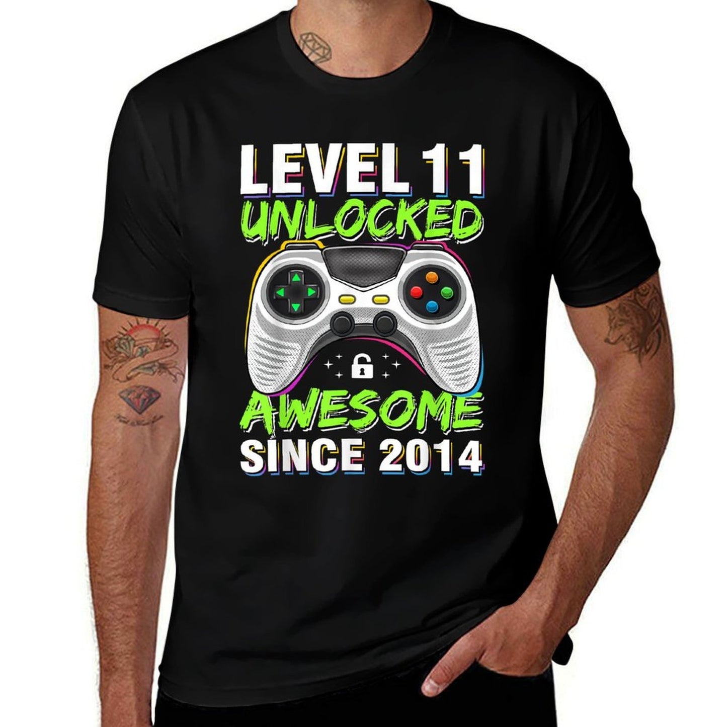 Level 11 Unlocked Awesome Since 2014 11th Birthday Gaming  Easy-care T-Shirt
