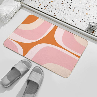 Retro Groove Pink And Orange Minimalist Abstract  Fade-Resistant Bath Mat
