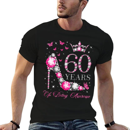 Womens 60 Years Of Being Awesome Happy 60th Birthday Diamond Crown  Tagless Design T-Shirt