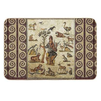 ANTIQUE ROMAN MOSAICS ,ORPHEUS ENCHANTING ANIMALS WITH HIS MUSIC  Dirt-Trapping Bath Mat