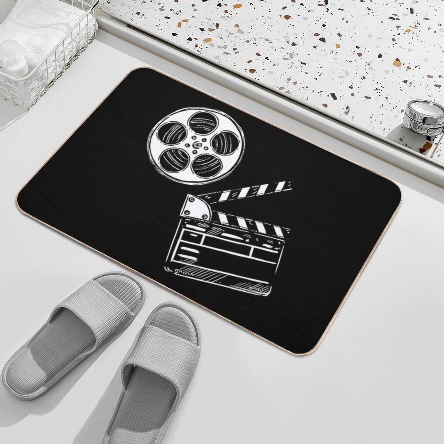 Movies, Film And Clapperboard  Versatile Bath Mat