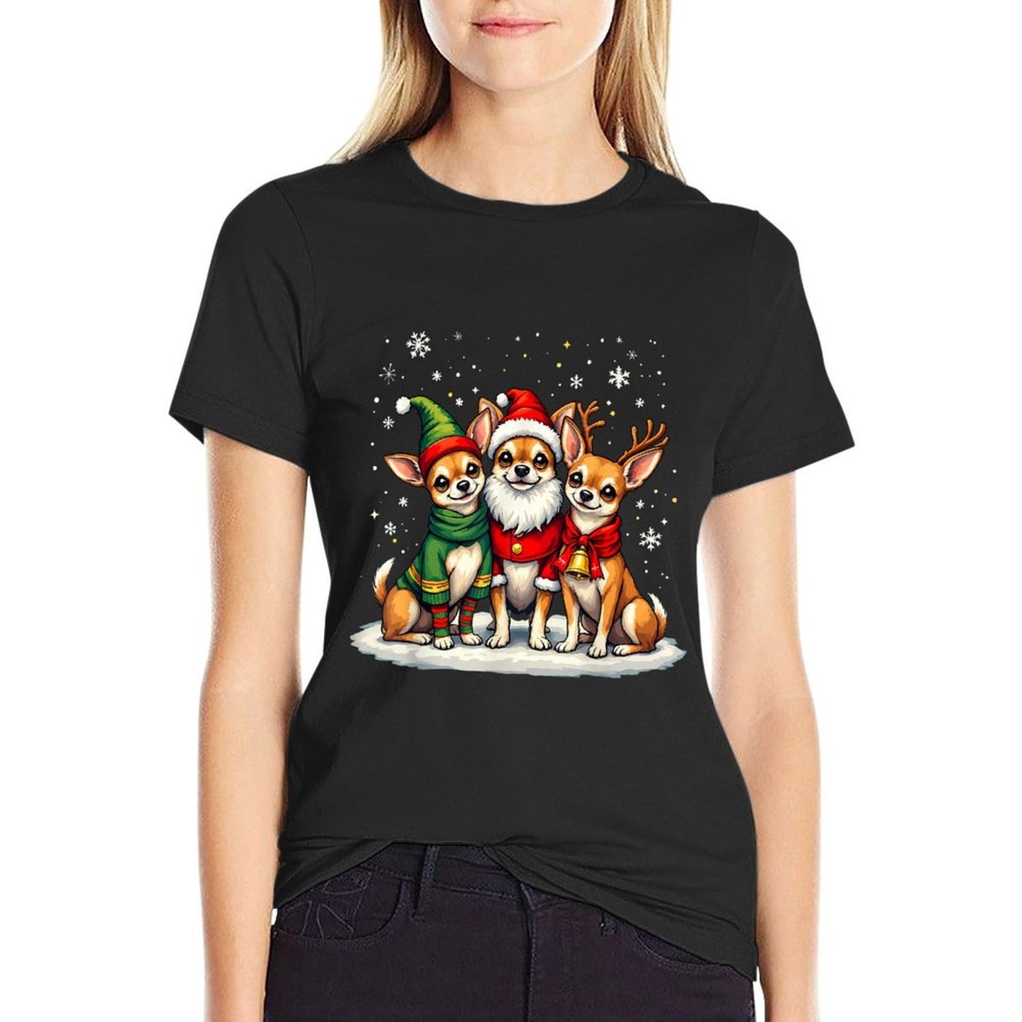 Chihuahua Christmas Dogs Funny Santa Reindeer Elf Holiday  Vintage-inspired T-Shirt