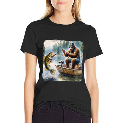 Bigfoot Fishing Funny Sasquatch Summer Bass Fisherman  Soft T-Shirt