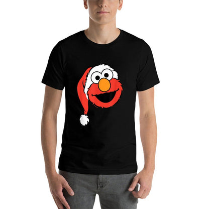 Sesame Street Christmas Santa Hat Elmo Face  Durable T-Shirt