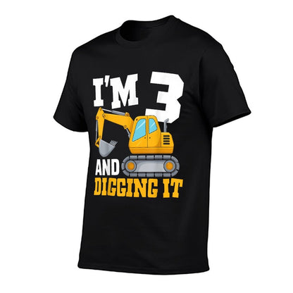 Birthday Construction Truck Party Kids Teess I'm Three 3rd Years Old Birthday Boy Sleeveless - Black, Small  Relaxed-fit T-Shirt