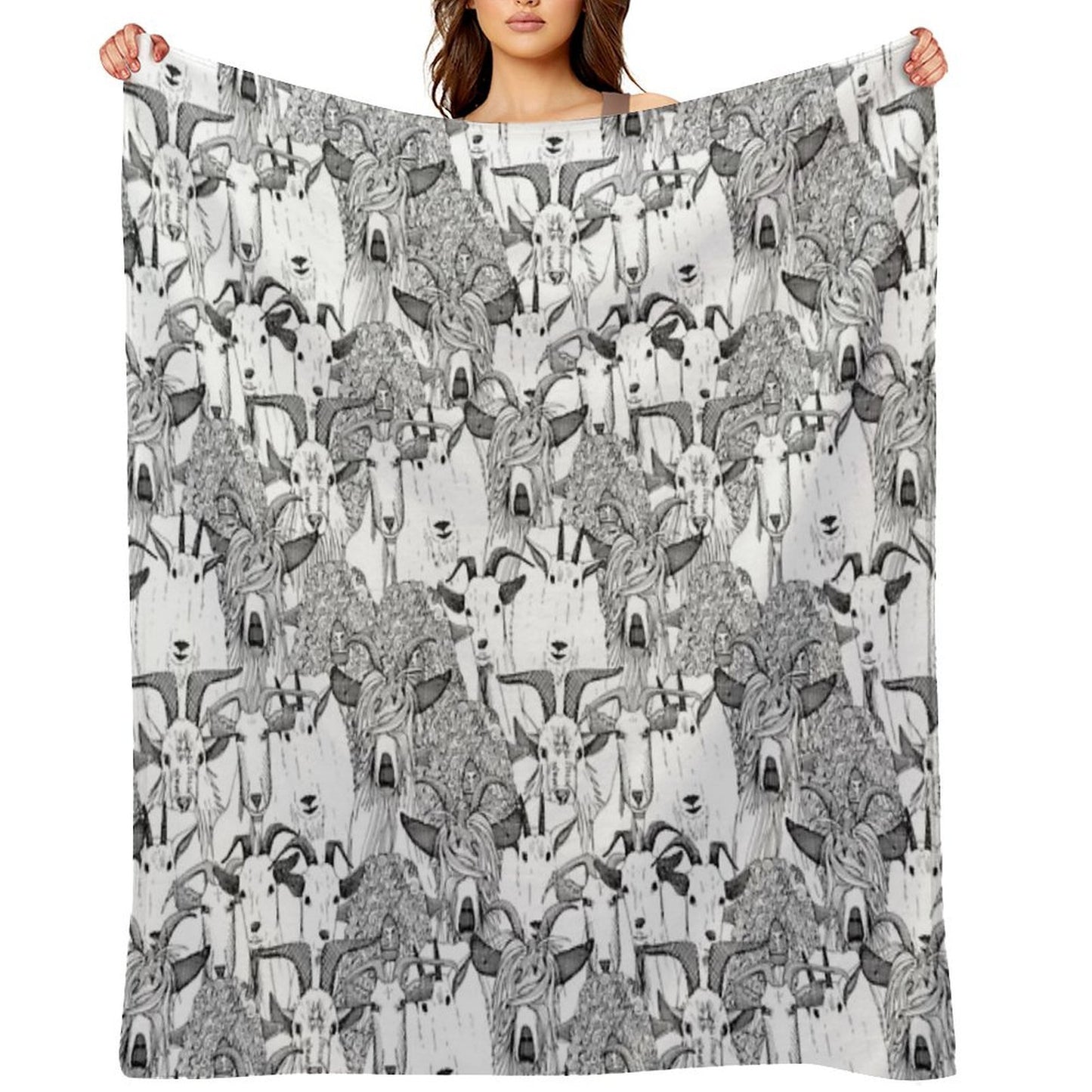 Just Goats Black White Durable Throw Blanket