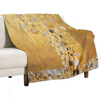 Klimt Flowers in Gold Comfort Throw Blanket