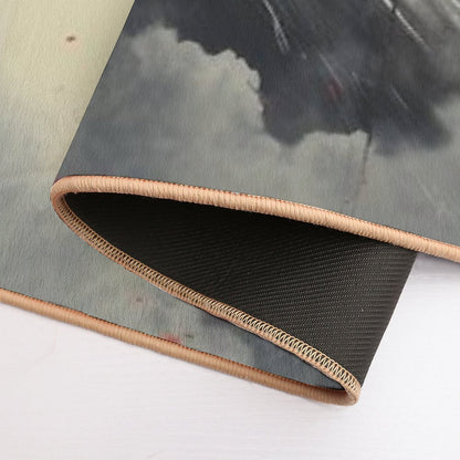 Retro Japanese Poster Art - Mount Fuji Inspired  Easy To Clean Bath Mat