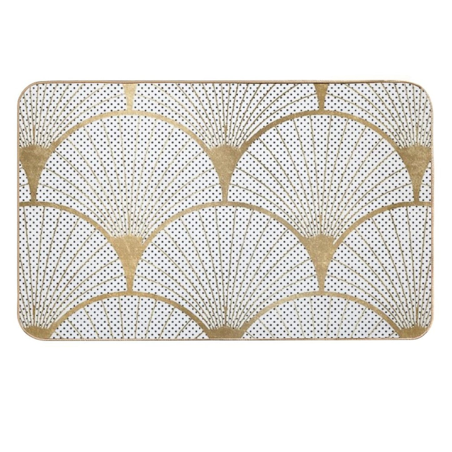 Art Deco Pattern - Golden Polkadot Fans  Easy To Clean Bath Mat
